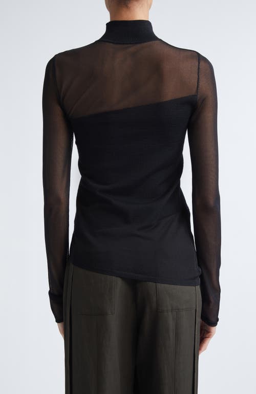 Jason Wu Collection Sheer Inset Merino Wool Turtleneck Sweater In Black