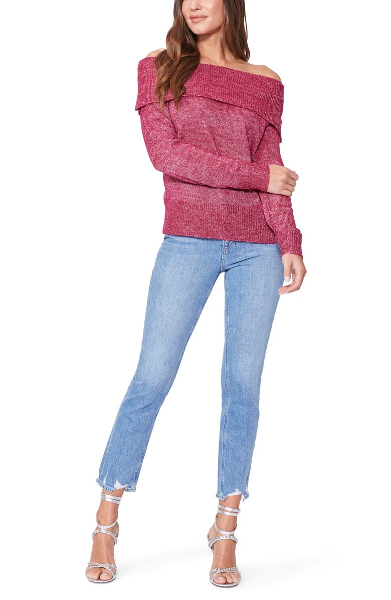 PAIGE Izabella Metallic Mélange Off the Shoulder Sweater, Alternate, color,