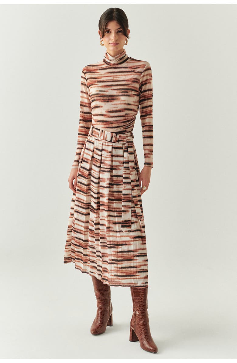 Exquise Elina Mesh Midi Skirt, Alternate, color, Brown