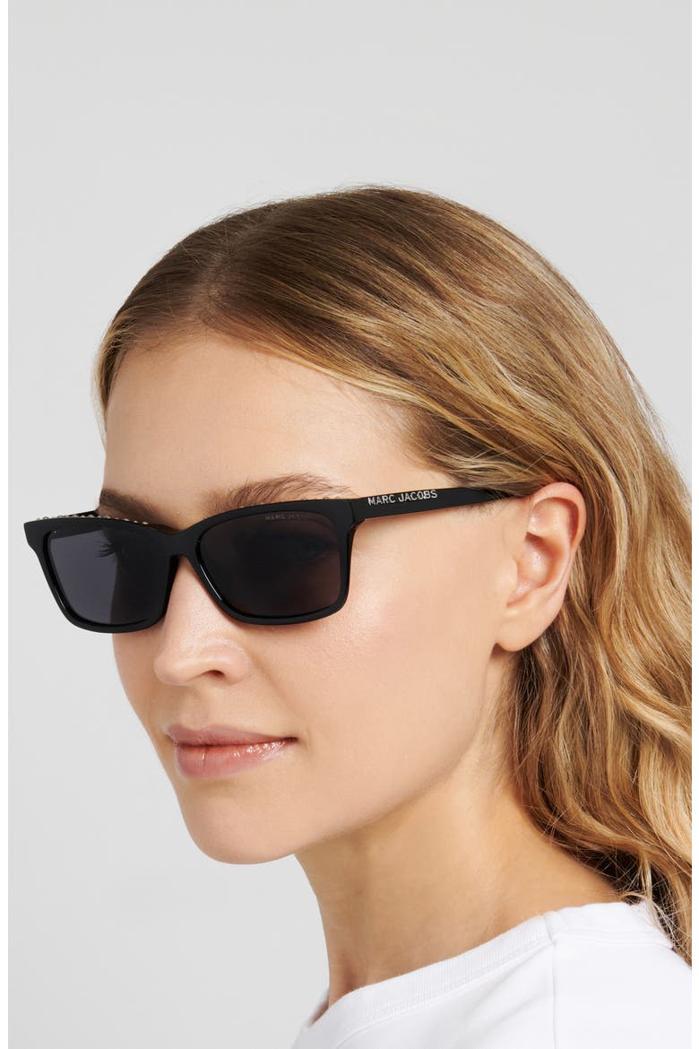 54mm Rectangular Sunglasses, Alternate, color, BLACK/ GREY