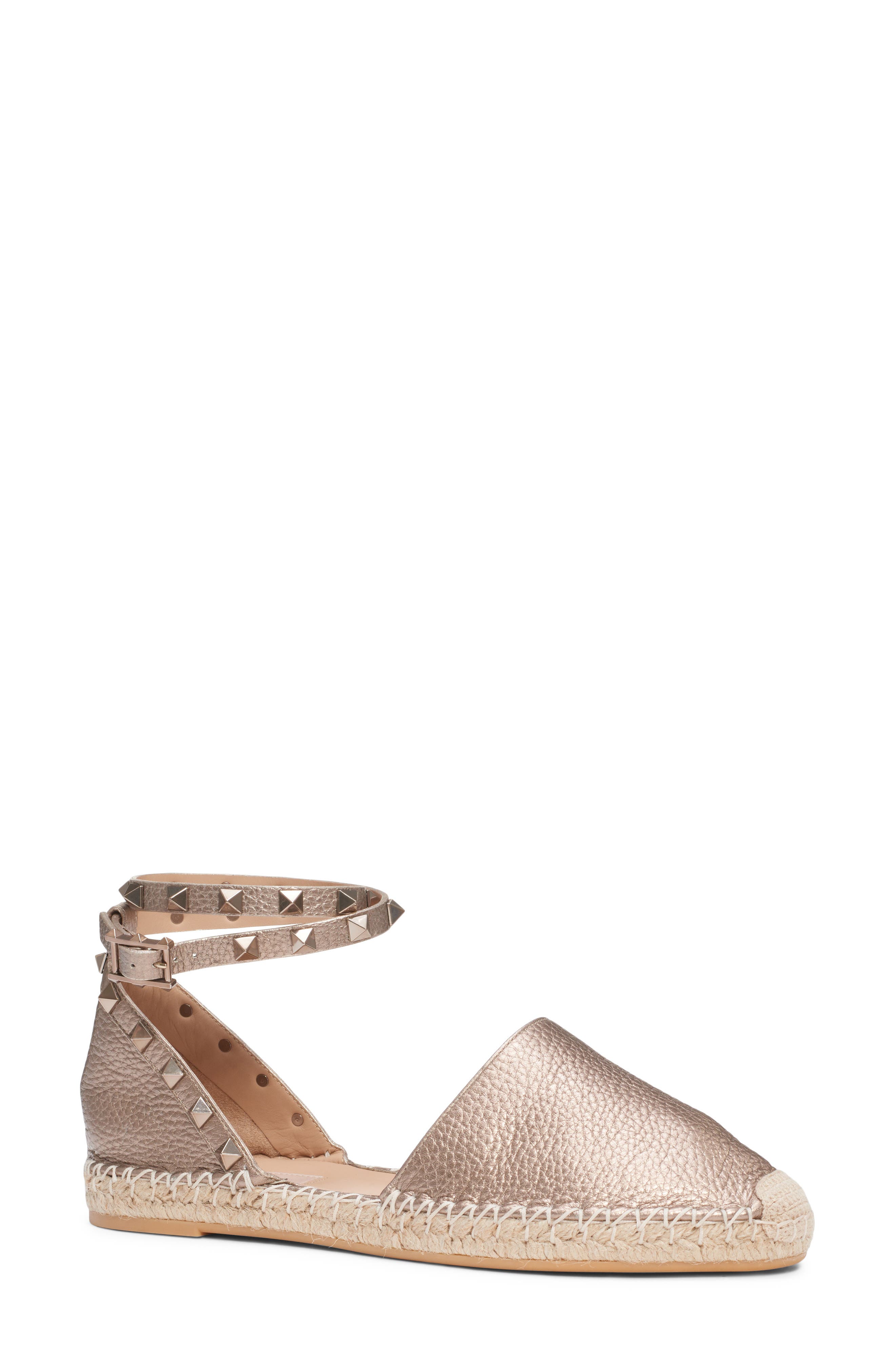 Rockstud Espadrille Sandal, Main, color, GOLD/ NATURAL
