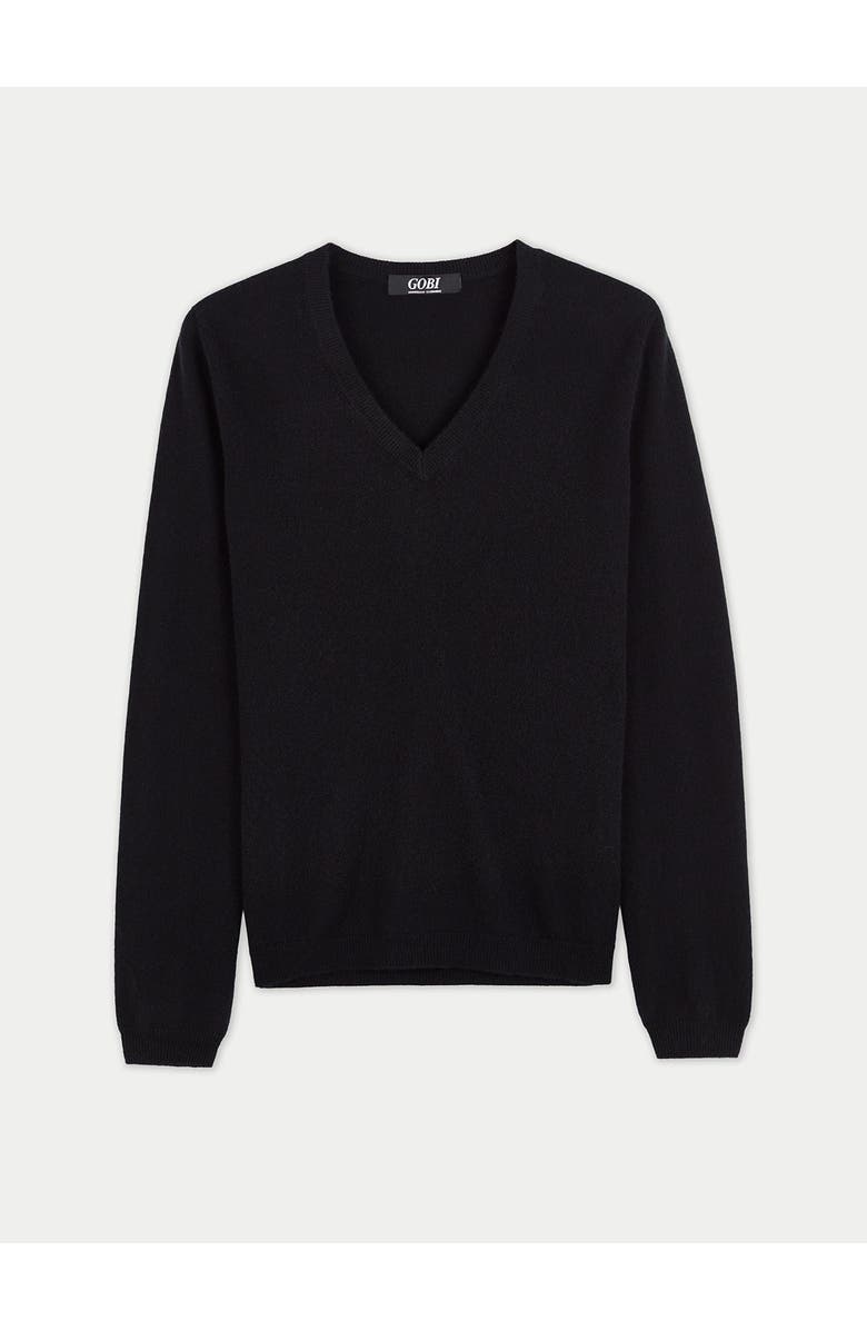 Gobi Cashmere Timeless Cashmere V-Neck Sweater, Alternate, color, Black