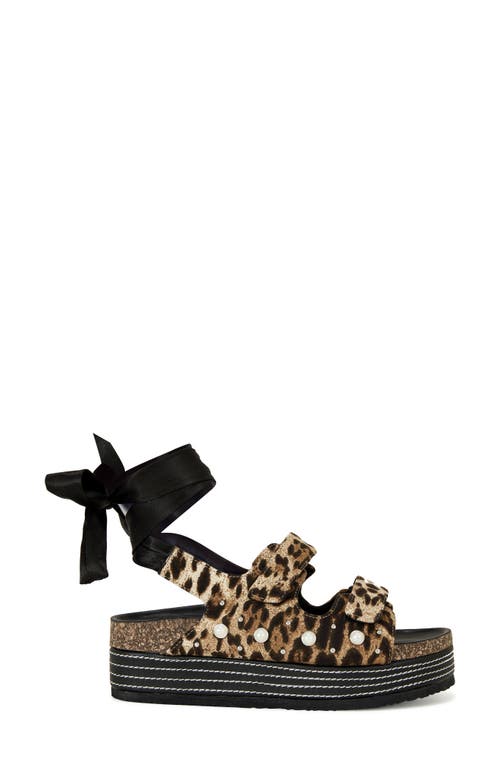 Azalea Wang Makley Ankle Wrap Platform Sandal In Brown