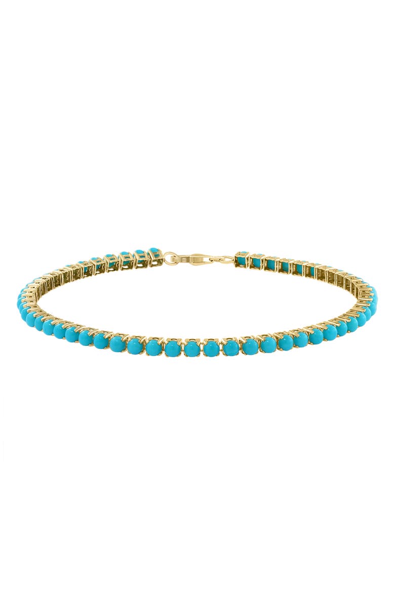 EFFY 14K Yellow Gold Turquoise Tennis Bracelet, Main, color, Blue