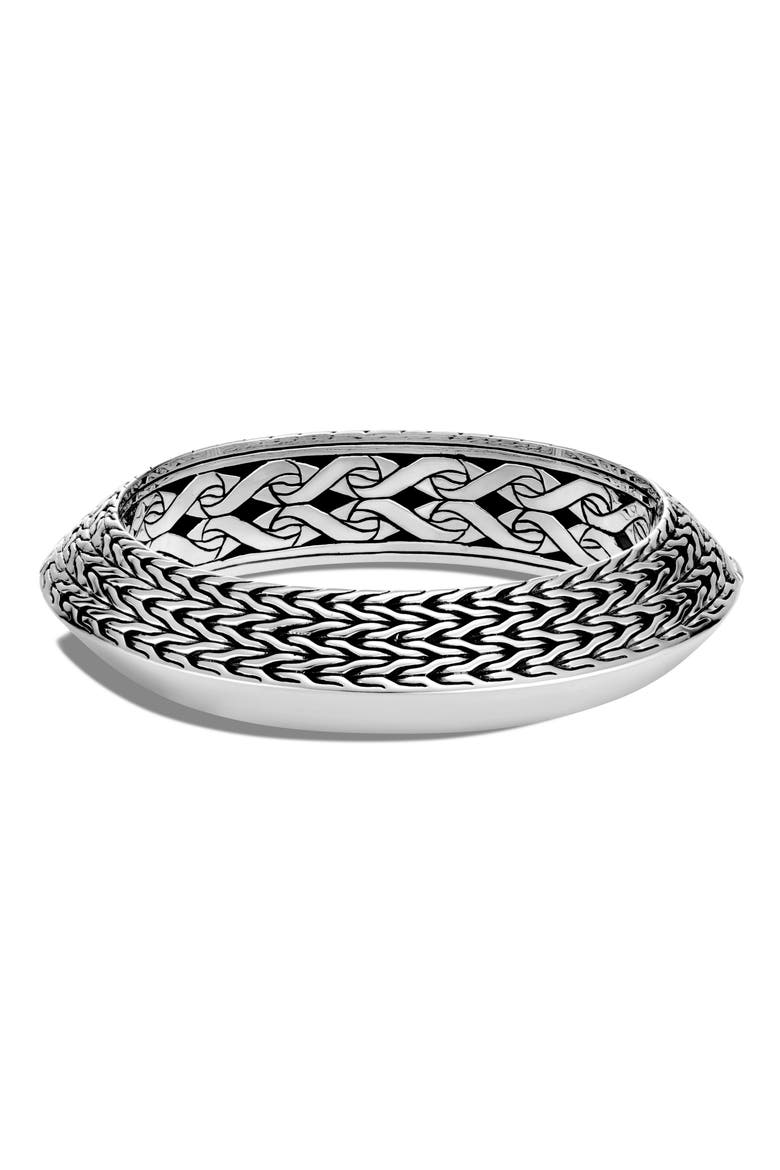 Knife Edge Medium Oval Hinge Bangle, Main, color, SILVER