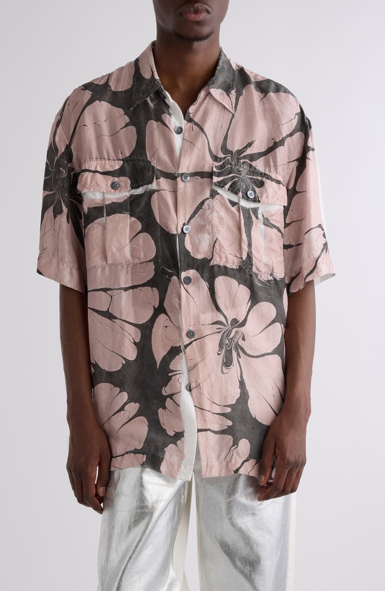 Dries Van Noten Cass Floral Silk Button-Up Shirt, Main, color, Dessin A