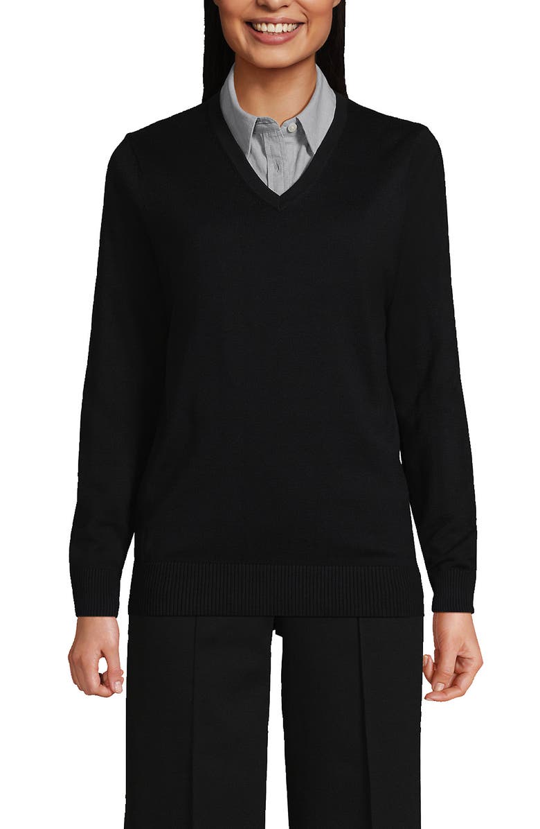 Lands' End Cotton Modal V-neck Sweater, Main, color, 