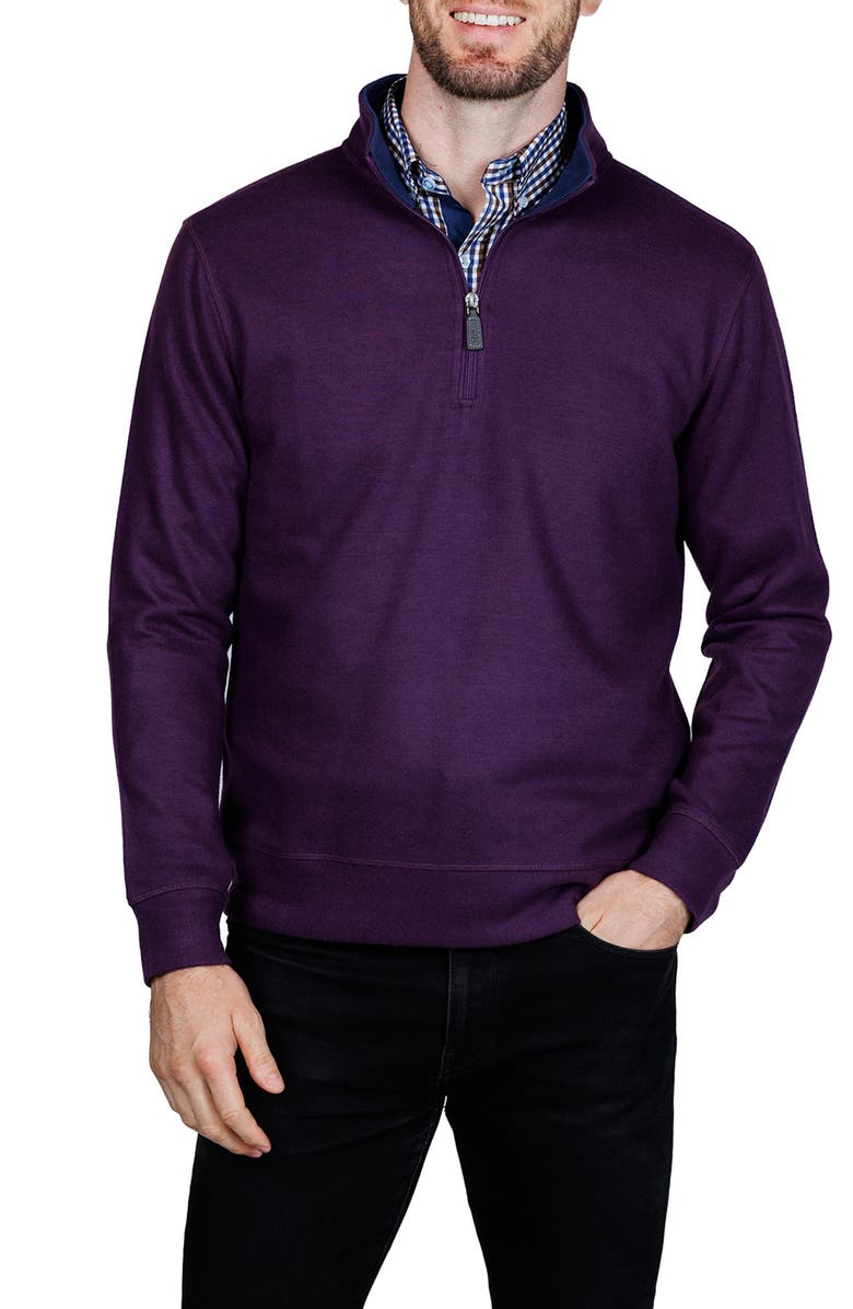 TailorByrd French Rib Quarter Zip Sweater, Alternate, color, Plum