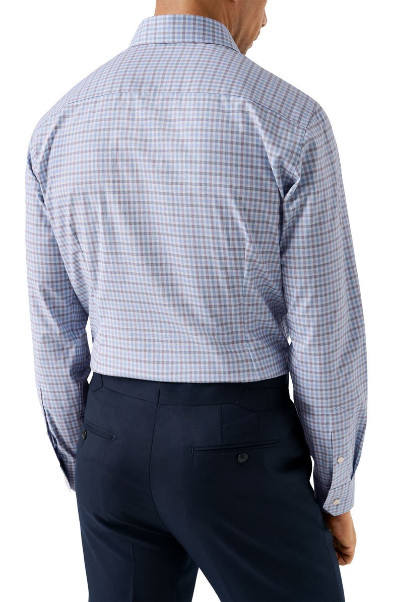 Eton Check Slim Fit Organic Cotton Dress Shirt, Alternate, color, Light Blue