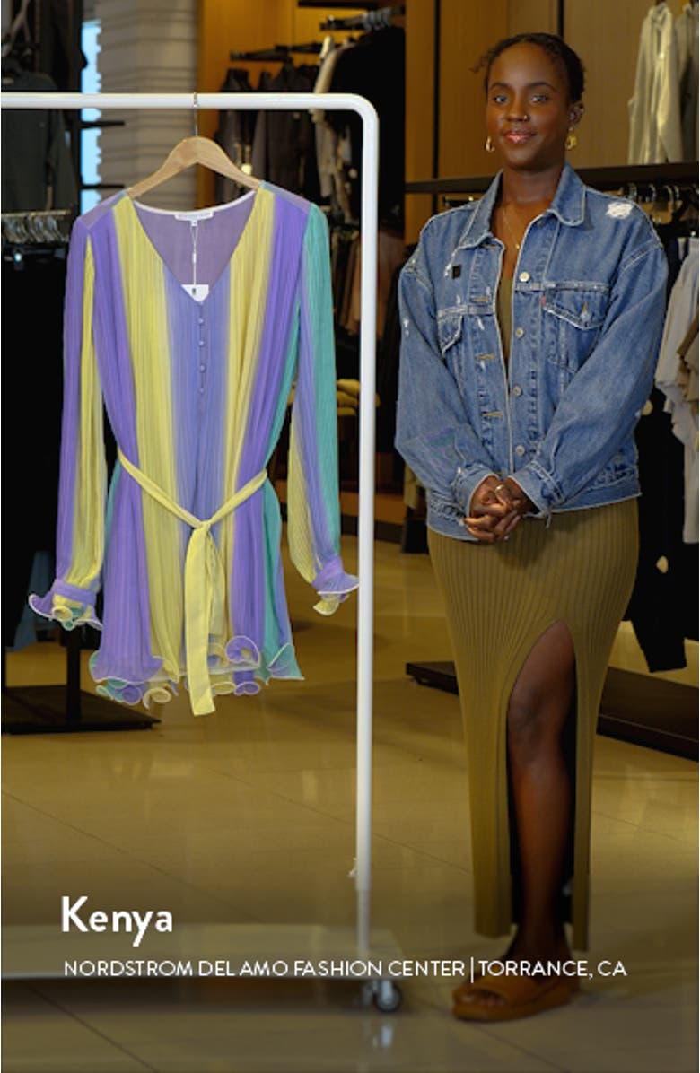 Stripe Pleated Long Sleeve Minidress, sales video thumbnail