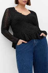 City Chic Lola Long Sleeve Lace Shirt