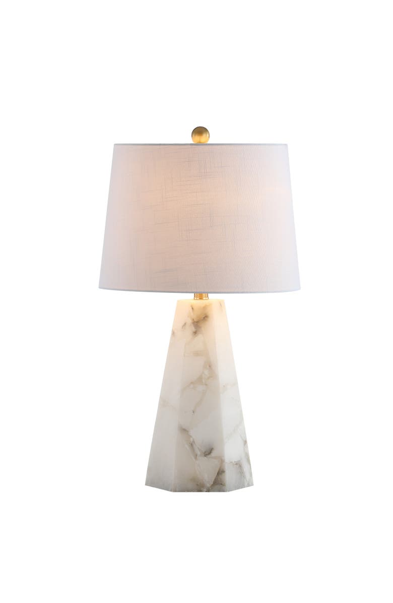 JONATHAN Y Xio Alabaster LED Table Lamp, Main, color, White