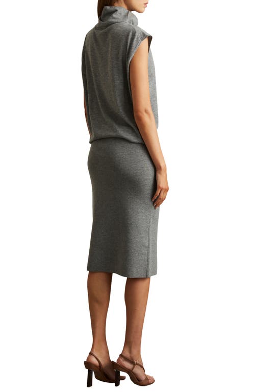 Reiss Grey Knitted Wool-cashmere Blouson Top Midi Dress In Grey