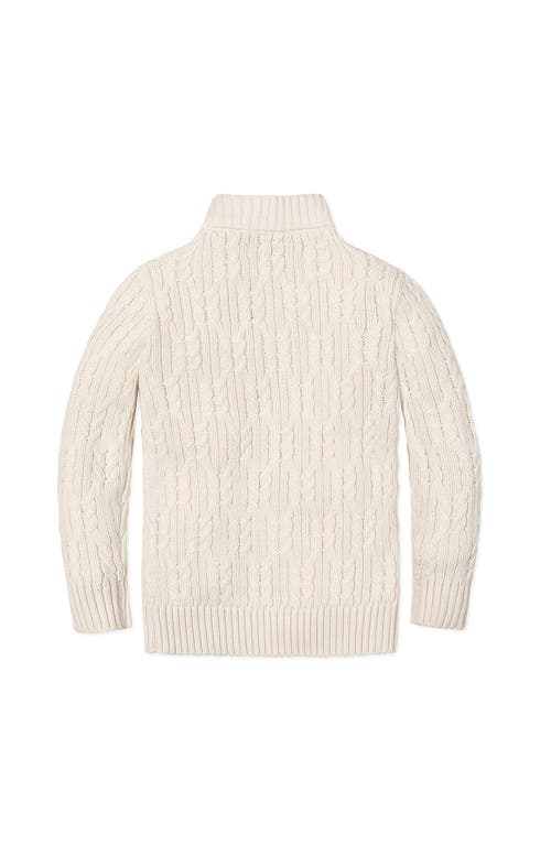 Hope & Henry Kids' Organic Mock Neck Cable Sweater In Neutral