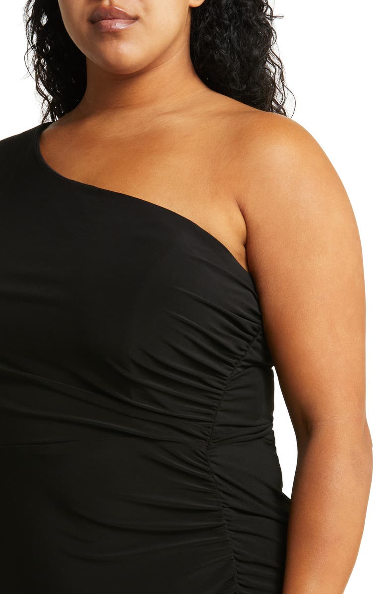 Nightway One-Shoulder Long Sleeve Gown, Alternate, color, 