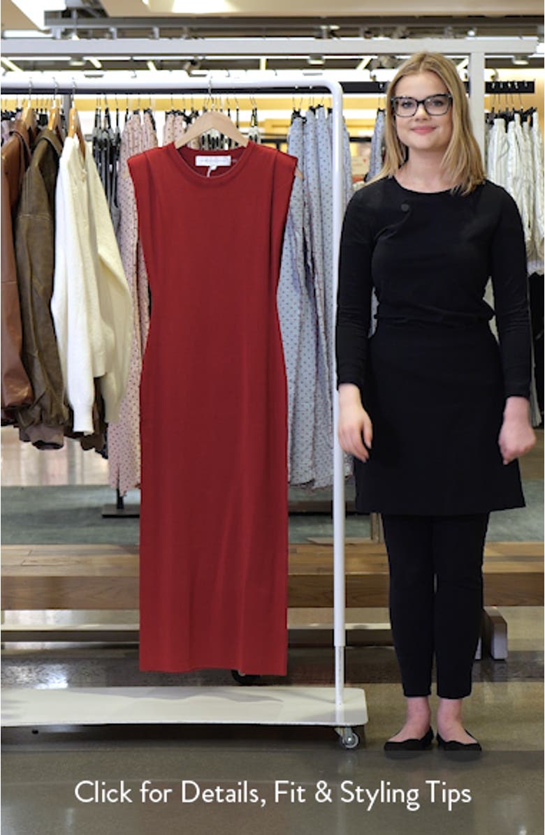 Pleated Shoulder Midi Sweater Dress, sales video thumbnail