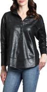 APNY Faux Leather Henley Top
