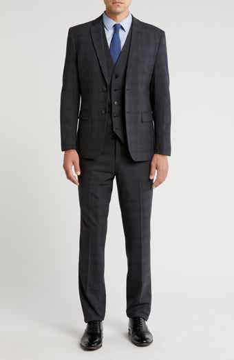 Gino Vitale Slim Fit 3-Piece Dark Olive Check Suit