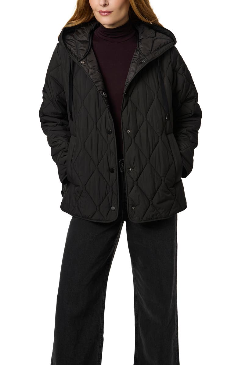 Bernardo Ashbury Diamond Quilted Hooded Liner Jacket, Alternate, color, Black