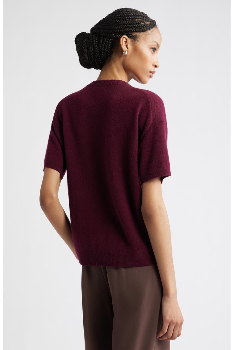 Short Sleeve Cashmere Sweater, Alternate, color, BURGUNDY FIELD
