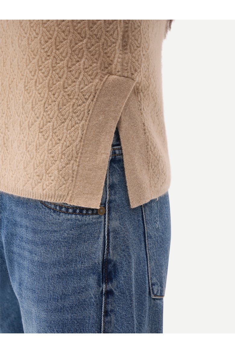 Ajour Knit Crewneck Cashmere Vest, Alternate, color, beige