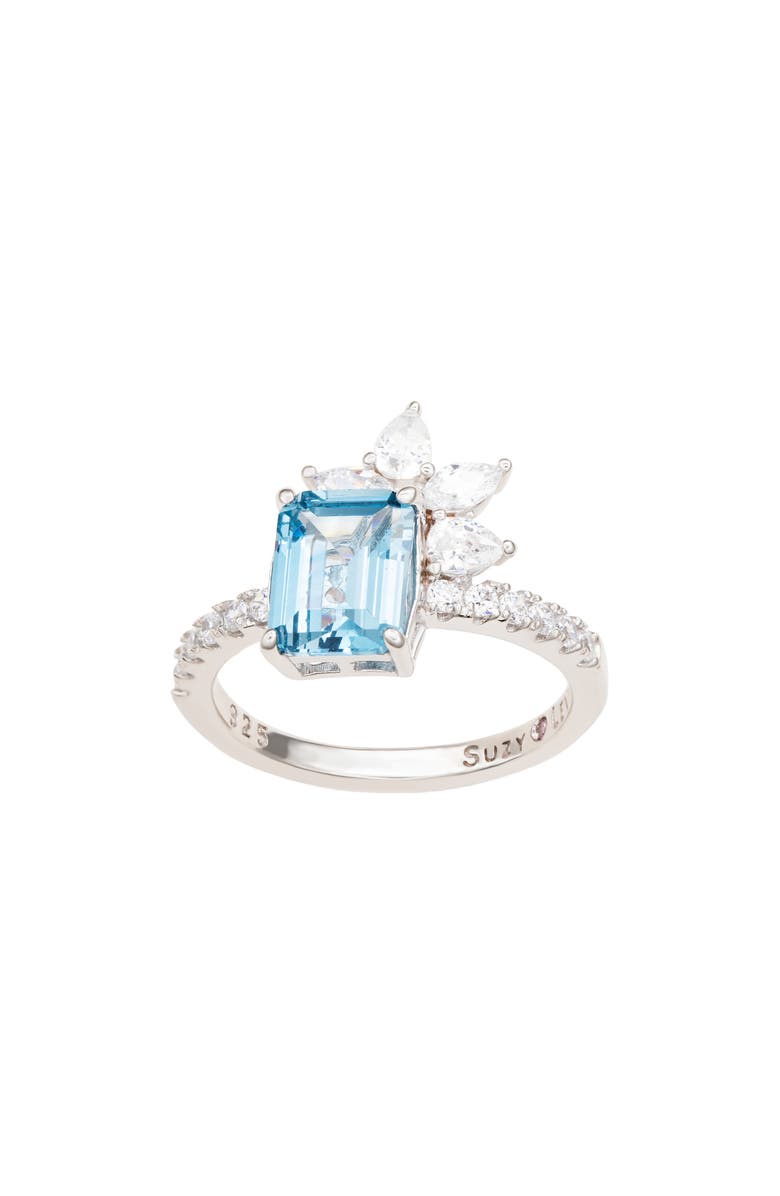 SUZY LEVIAN Aqua Cubic Zirconia Bridal Ring, Alternate, color, 