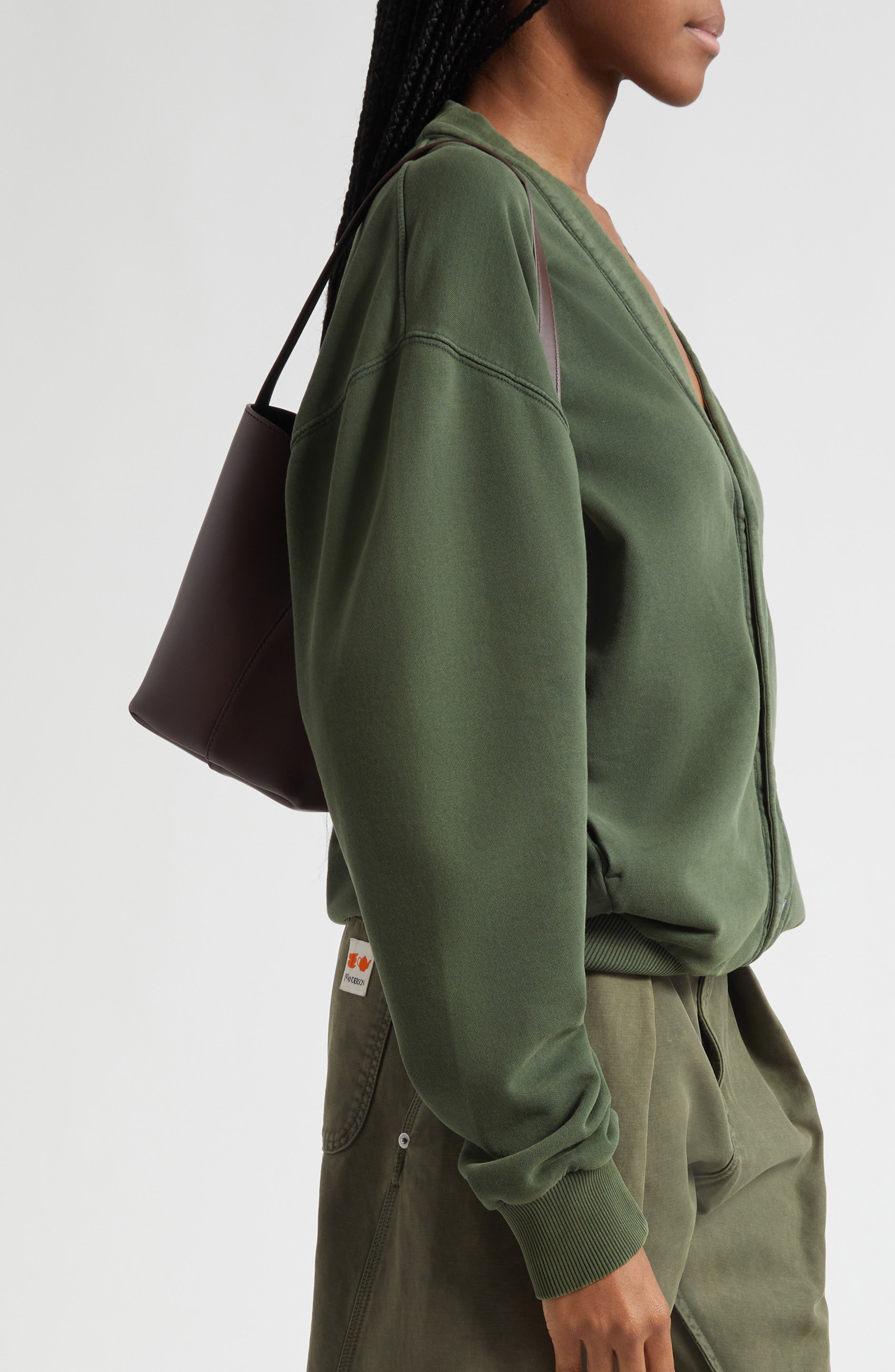 JW Anderson Small JWA Corner Leather Bucket Bag, Alternate, color, Black 999