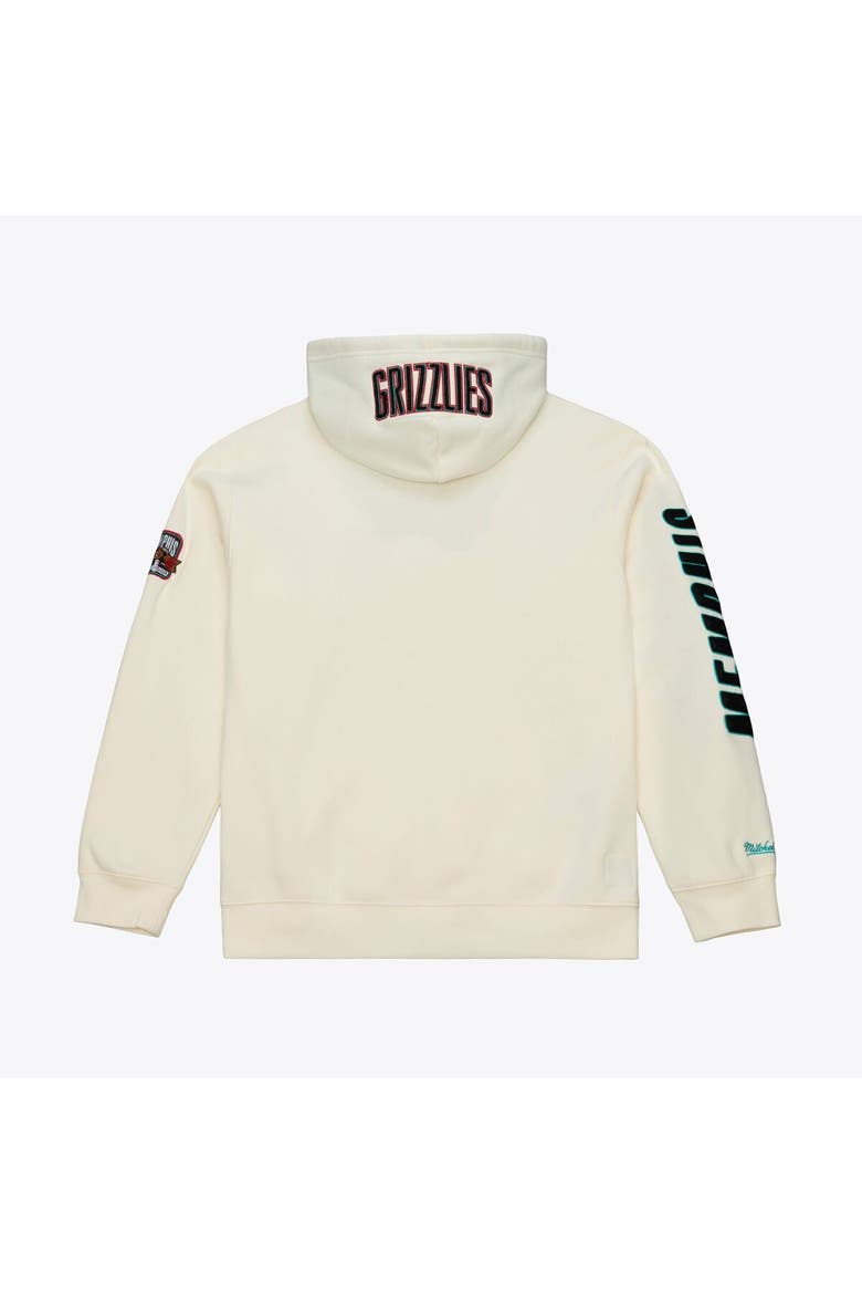 Men's Mitchell & Ness Cream Memphis Grizzlies Hardwood Classics Chainstitch Premium Fleece Hoodie, Alternate, color, Cream