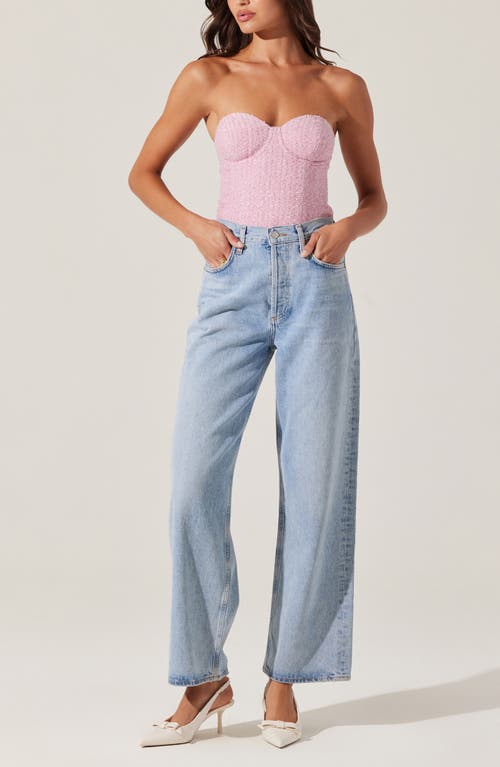Astr The Label Indie Strapless Tweed Corset Top In Pink