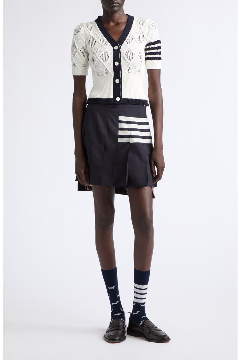 Drop Back Pleated Wool Miniskirt, Alternate, color, NAVY