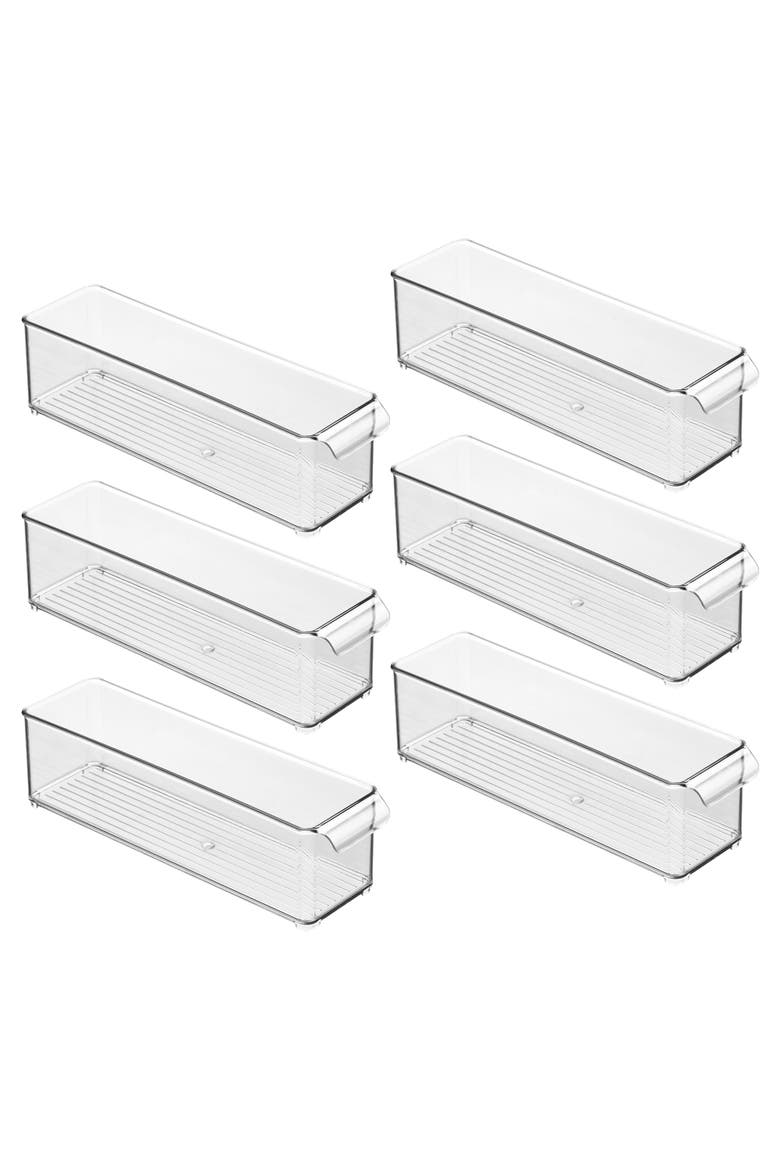 Stackable Fridge Storage Bin with Handle, Set of 6, Clear, Made in USA, Main, color, Clear