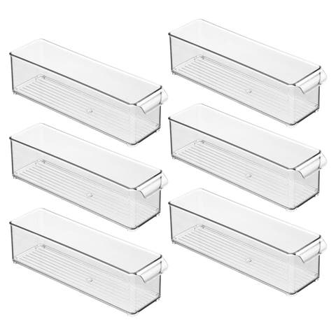 Stackable Fridge Storage Bin with Handle, Set of 6, Clear, Made in USA