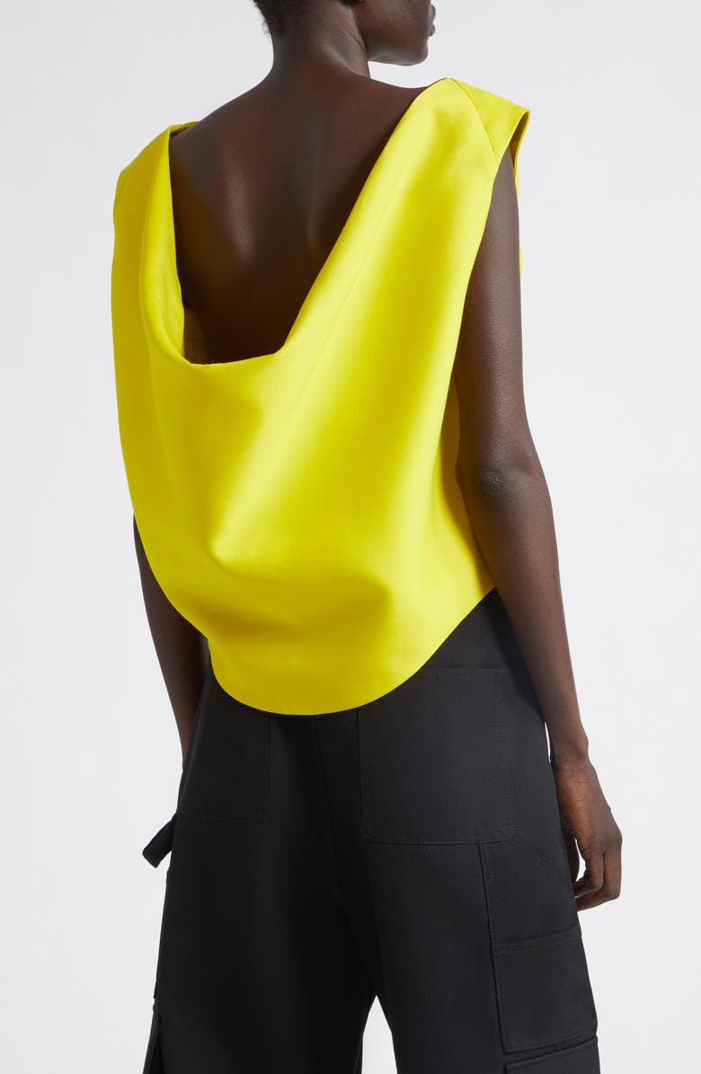 Balenciaga Crop Wool & Silk Drape Back Top, Alternate, color, 7200 Lemon