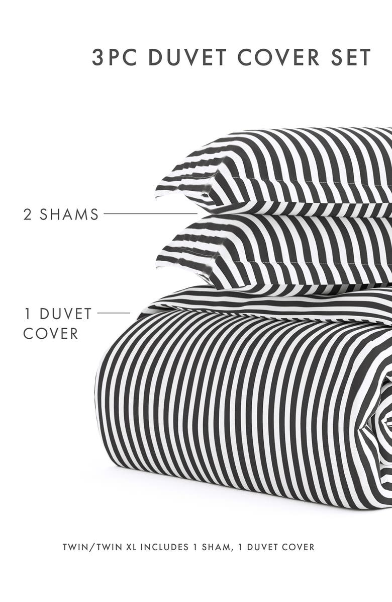 HOMESPUN IENJOY HOME Premium Ultra Soft Ribbon Pattern 3-Piece Duvet Cover Set, Alternate, color, Gray