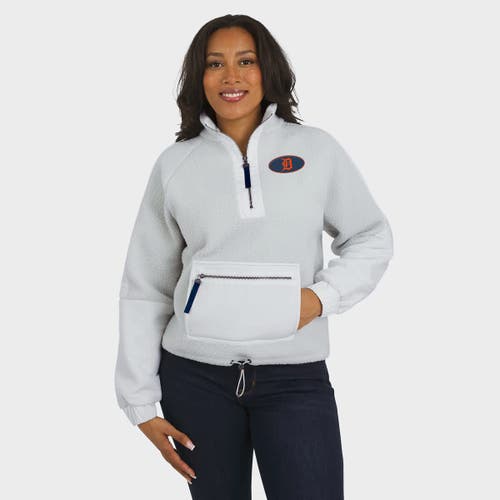 Wear By Erin Andrews Gray Detroit Tigers Polar Fleece Quarter-zip Jacket In Gray