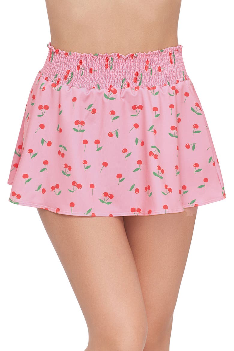 Coverup Smock Waist Mini Skirt, Main, color, Very Cherry