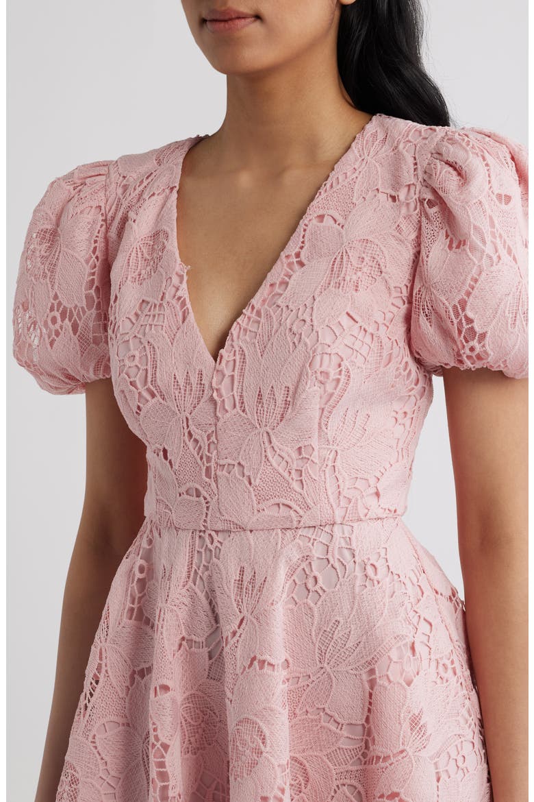 pink lace dress zara New Zara Pink Puff Sleeve Backless Lace