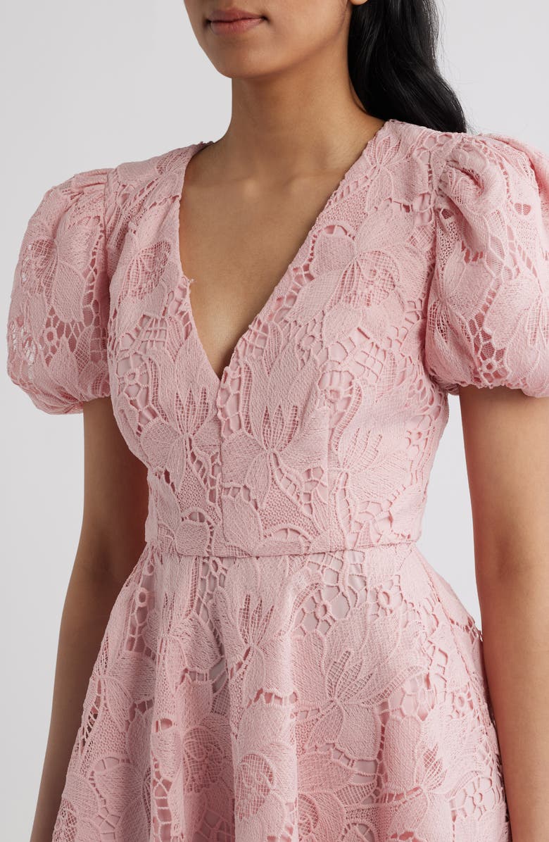 Elliatt Zara Lace Fit & Flare Minidress, Alternate, color, Pink Lace