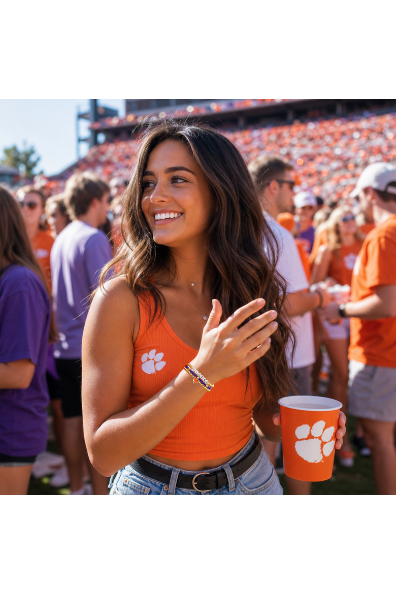 Clemson Love My College Bracelet Stack, Alternate, color, Yellow Gold