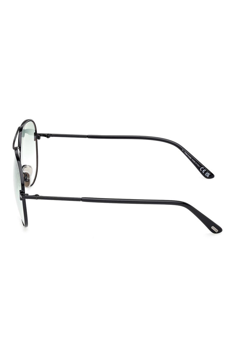 Clark 59mm Gradient Pilot Sunglasses, Alternate, color, SHINY BLACK / GRADIENT GREEN