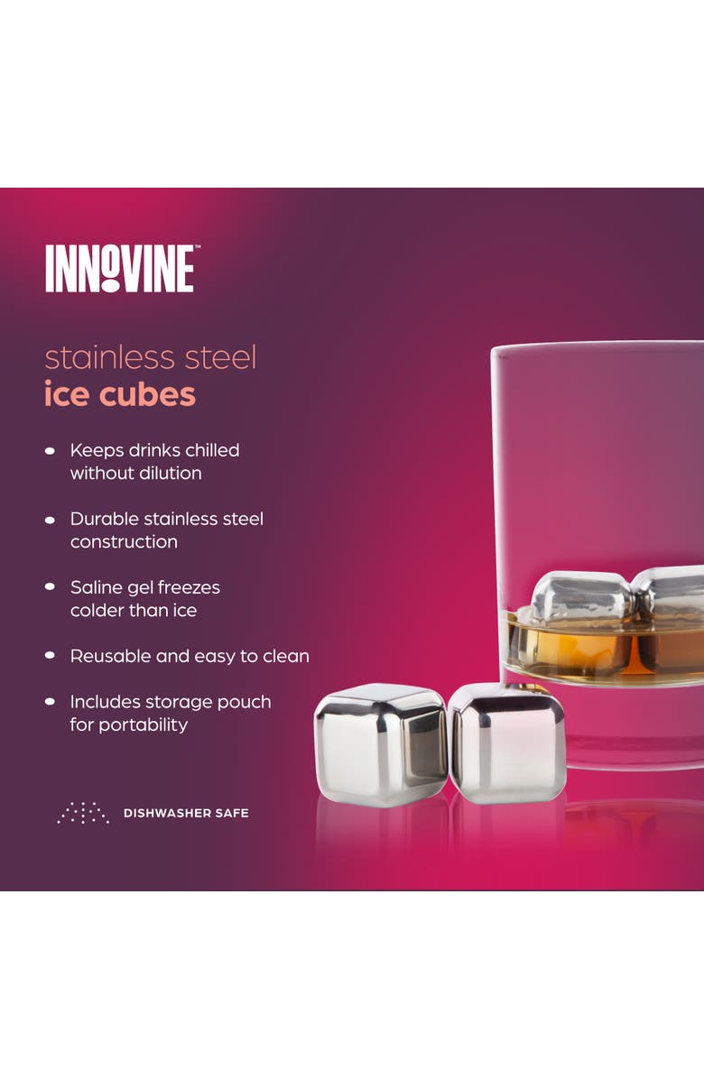 Innovine Stainless Steel Ice Cubes Set of 4, Alternate, color, Silver