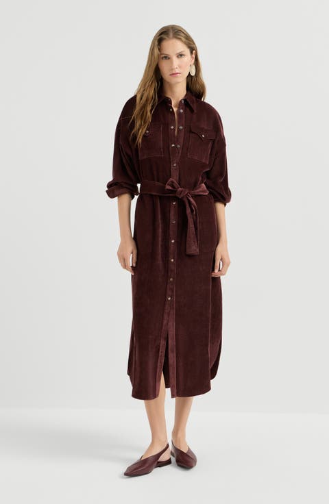 Fluid Corduroy shirt dress