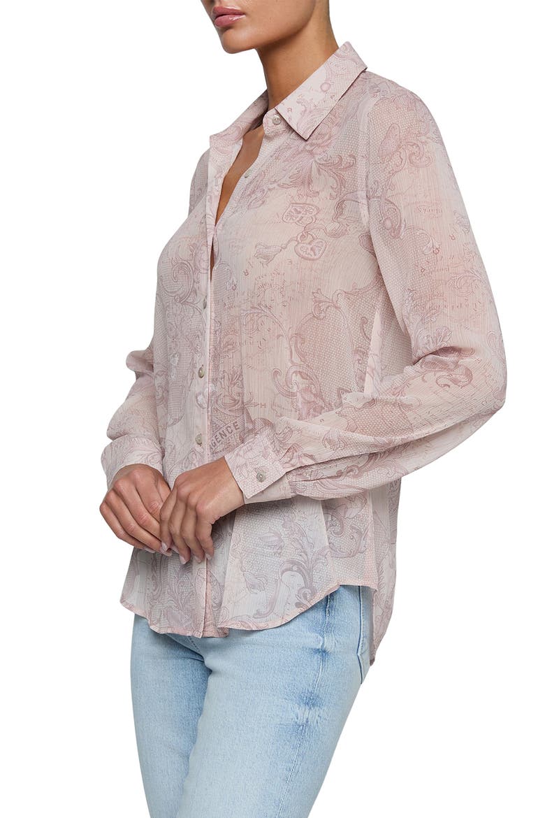 Laurent Print Button-Up Shirt, Alternate, color, BISCUIT SCROLL LACE PRINT