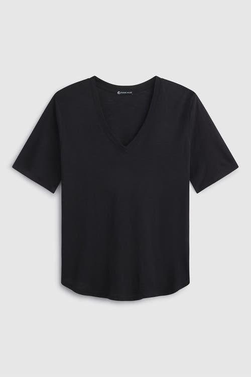 Franne Golde Slub Jersey V-neck Elbow Sleeve Tee