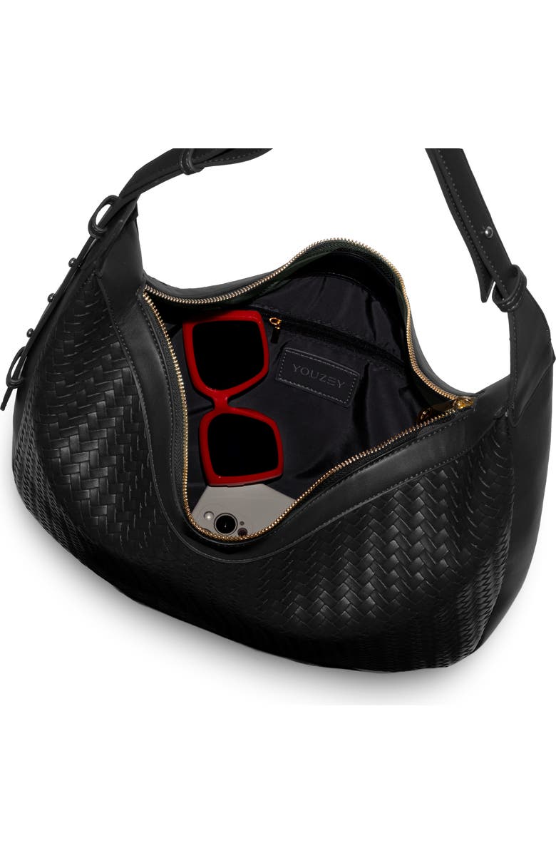 Youzey The Crescent Woven Shoulder Bag, Alternate, color, Black