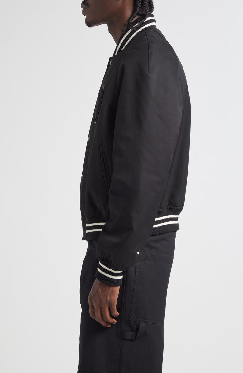 McQueen Skull Patch Varsity Bomber Jacket, Alternate, color, Black
