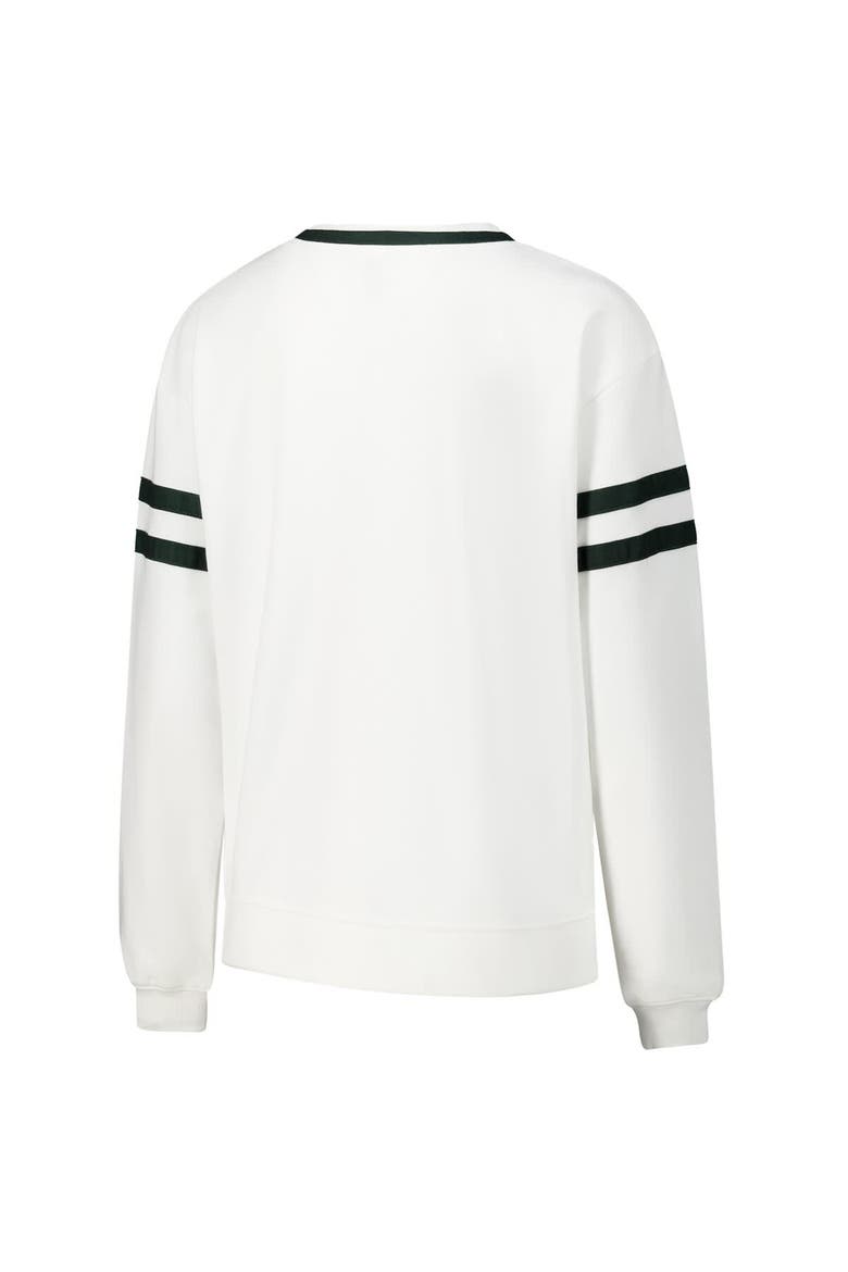 Women's Concepts Sport  White Michigan State Spartans Borough French Terry Arch Over Long Sleeve T-Shirt, Alternate, color, White