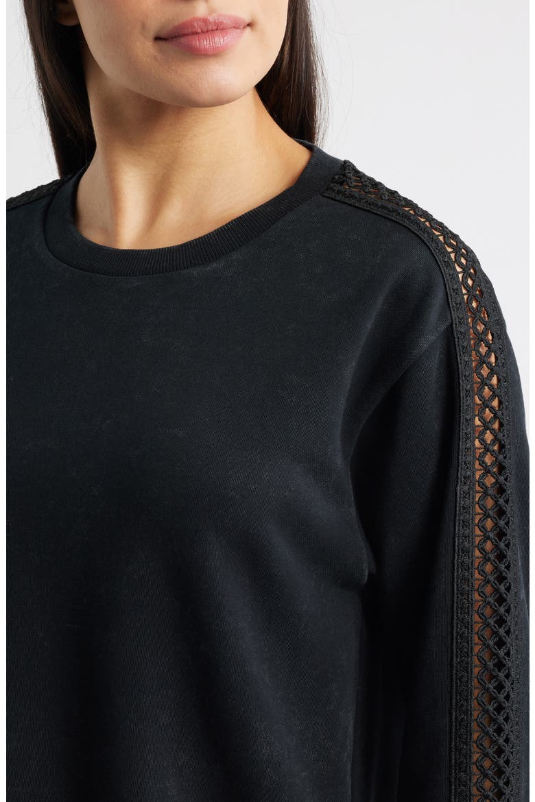 Detailed Sleeve Sweatshirt, Alternate, color, BLACK