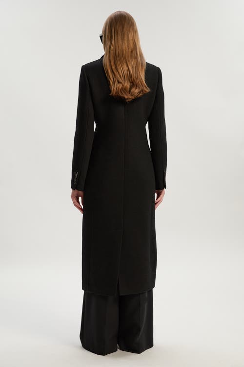 Karen Millen Petite Double Breasted Midi Coat In Black