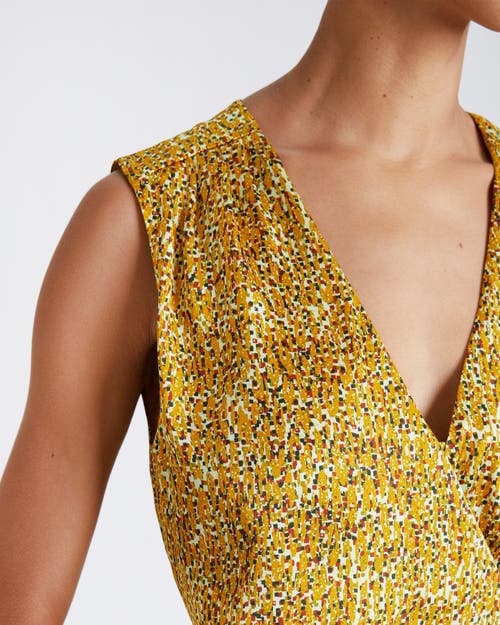 Santorelli Velia Abstract-print Faux Wrap Midi Dress In Dijon